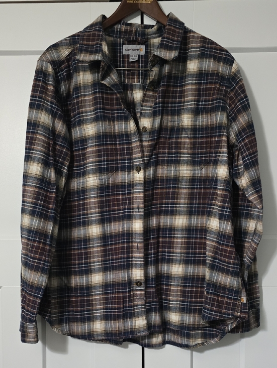 Carhartt Tops - Carhartt Women’s Plaid Flannel Shirt - Navy, Brown, White